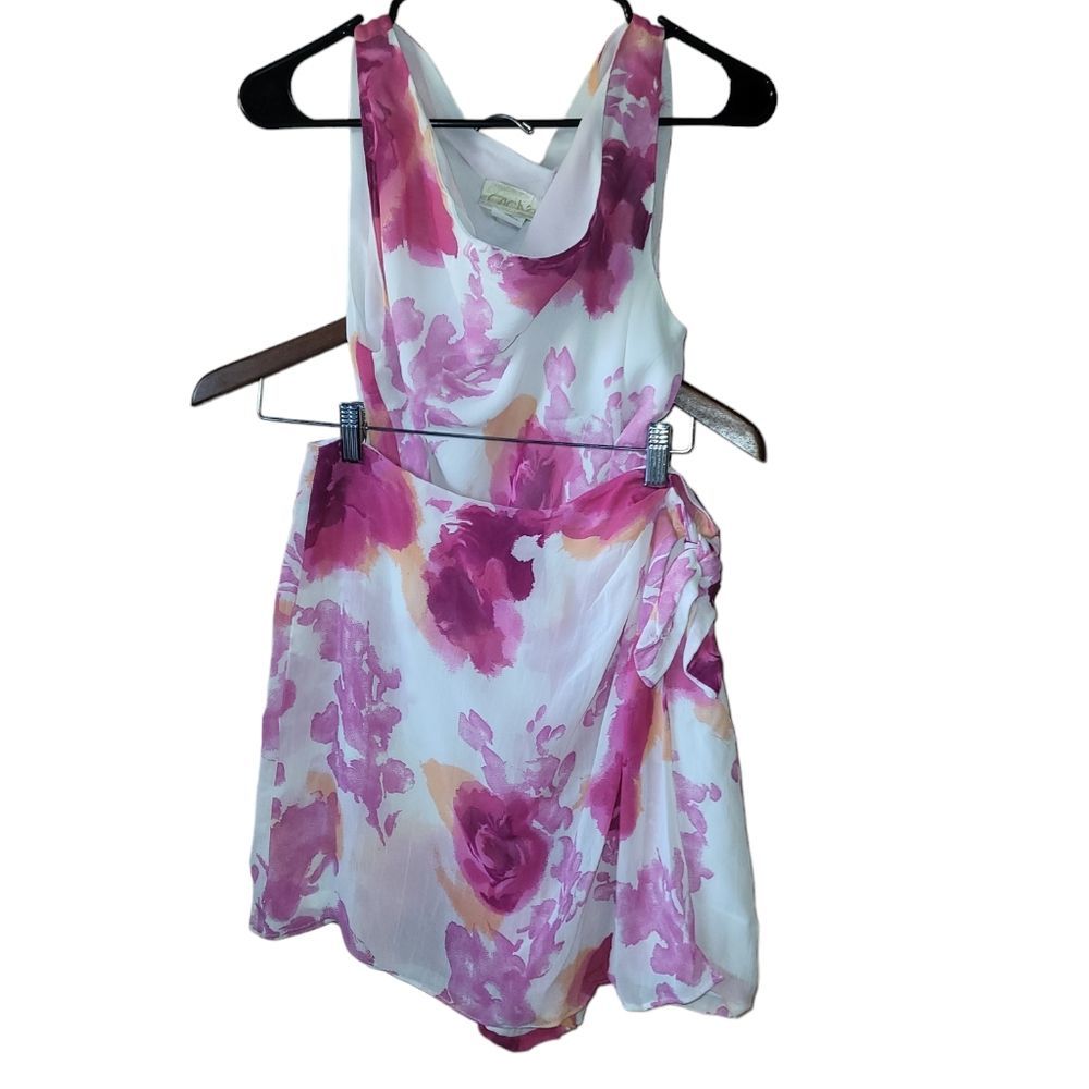 Vintage Cache 2 Piece Floral Shorts Top Set Size 8 12